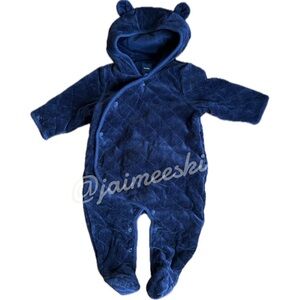 GAP Baby Navy Quilted Velvet Bear Bunting, 6-12mo